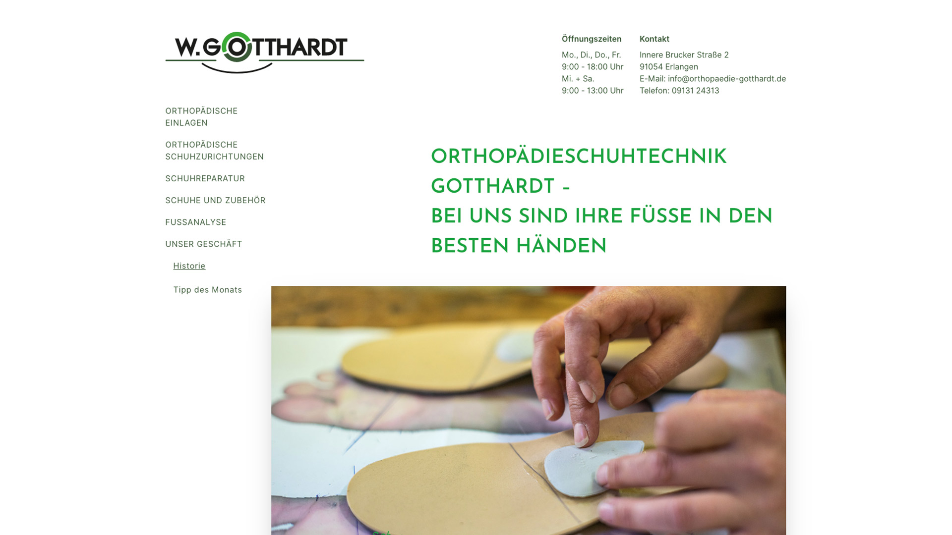 Website der Orthopädie Gotthardt